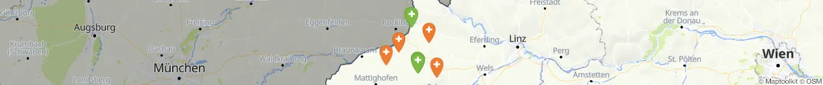 Kartenansicht für Apotheken-Notdienste in der Nähe von Senftenbach (Ried, Oberösterreich)
